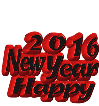 2016 Happy New Year3 D Text PNG image