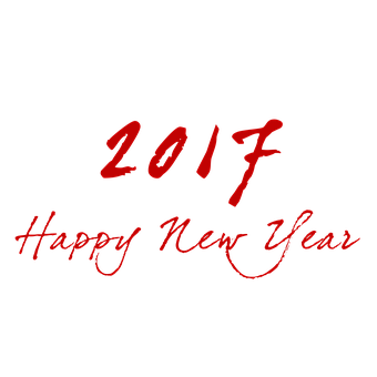 2017 Happy New Year Red Text Black Background PNG image