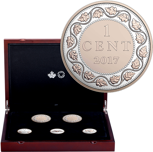 2017 One Cent Coin Collection Display PNG image
