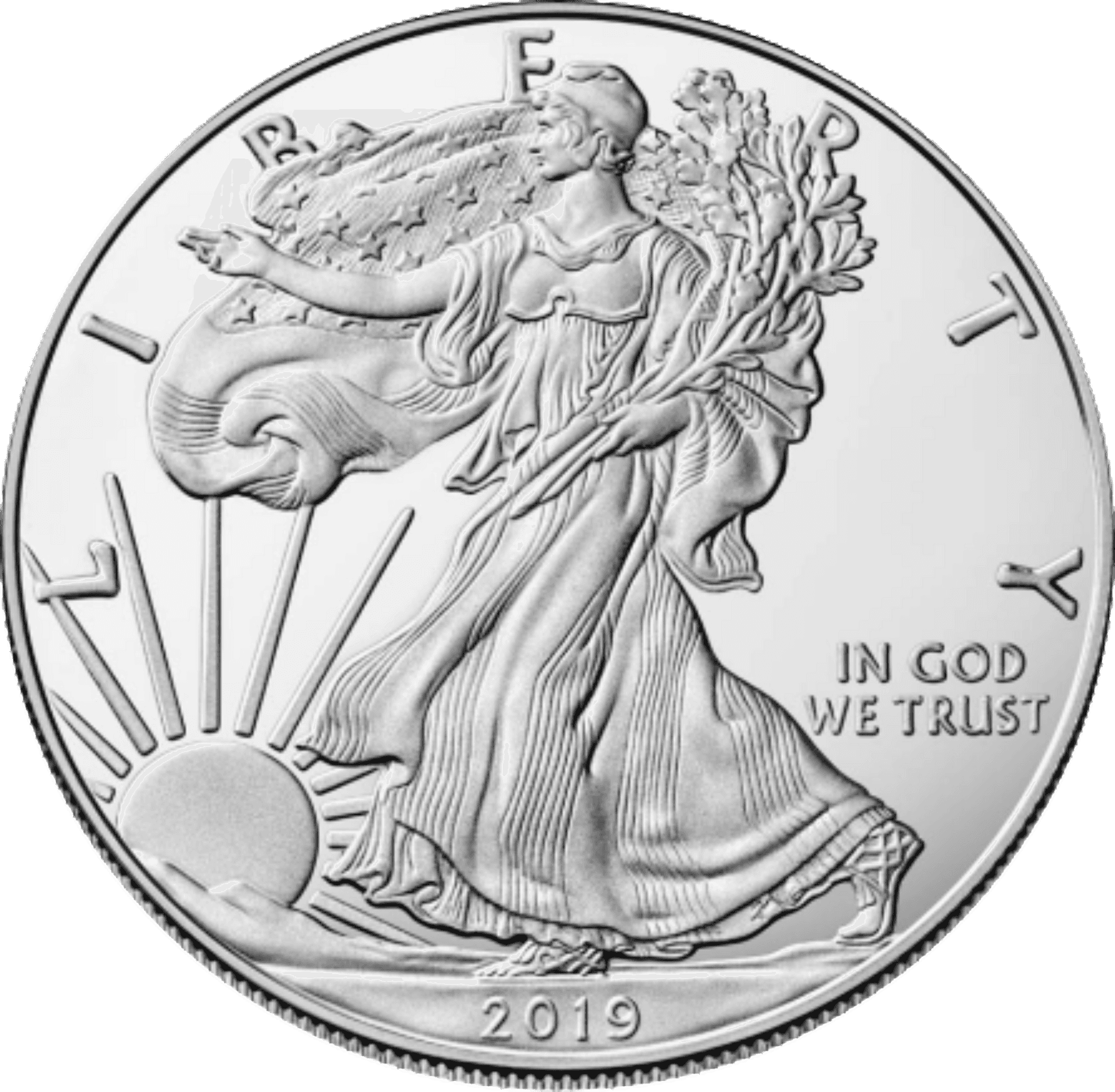 2019 American Silver Eagle Coin PNG image