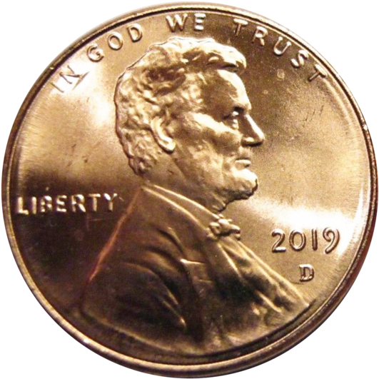 2019 D Lincoln Penny PNG image