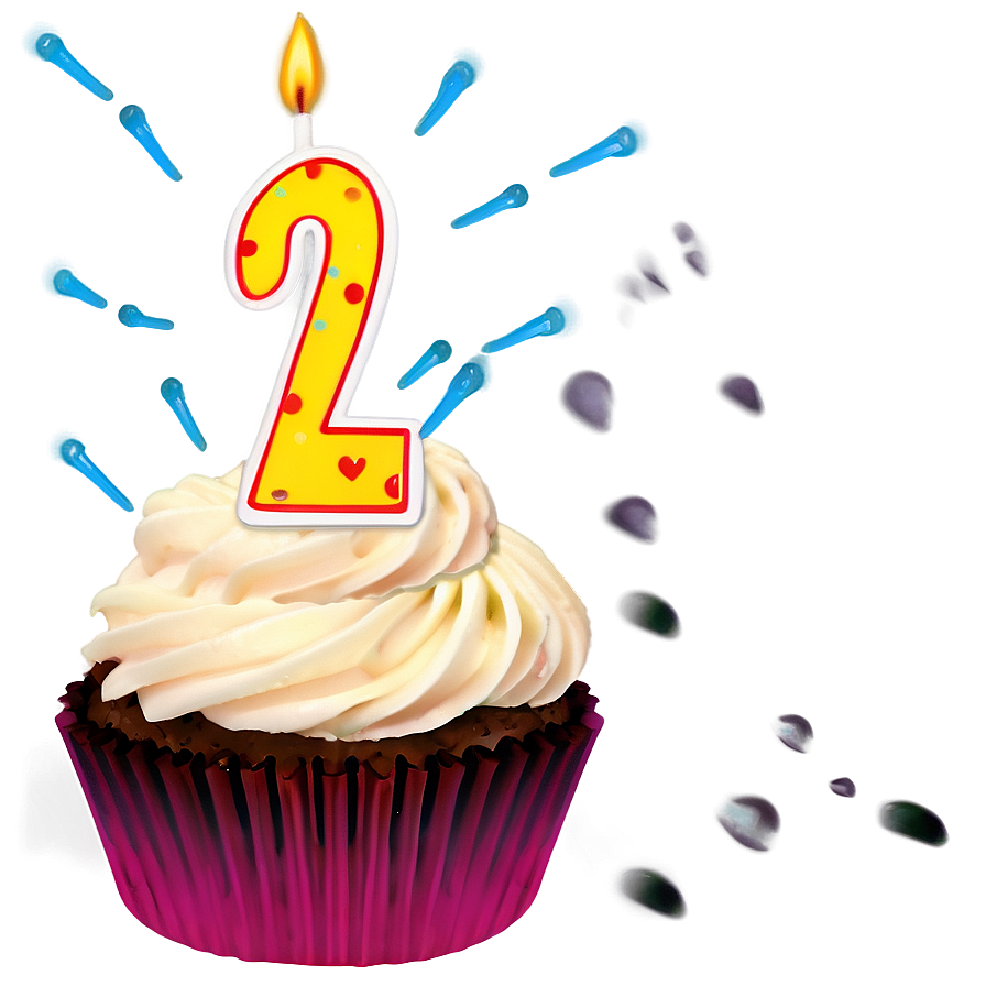 2nd Birthday Cupcake Design Png 8 PNG image