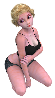 3 D Animated Blonde Female Character PNG image