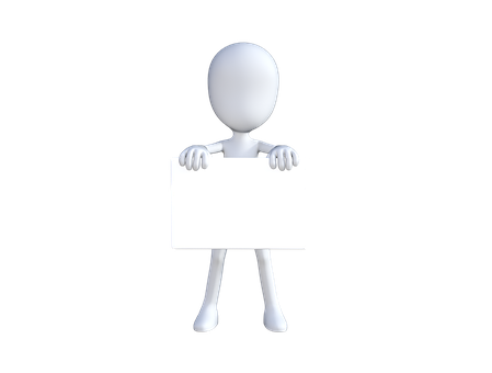 3 D Character Holding Blank Sign PNG image
