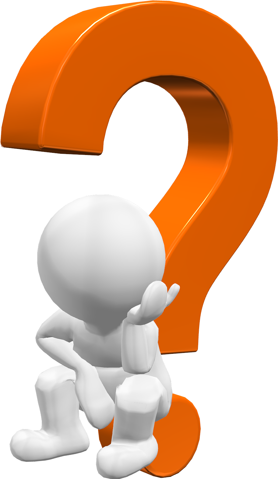 3 D Character Thinking Beside Question Mark PNG image