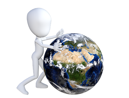 3 D Figure Hugging Earth PNG image