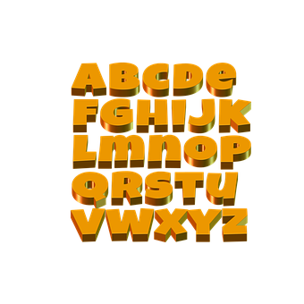 3 D Golden Alphabeton Black PNG image