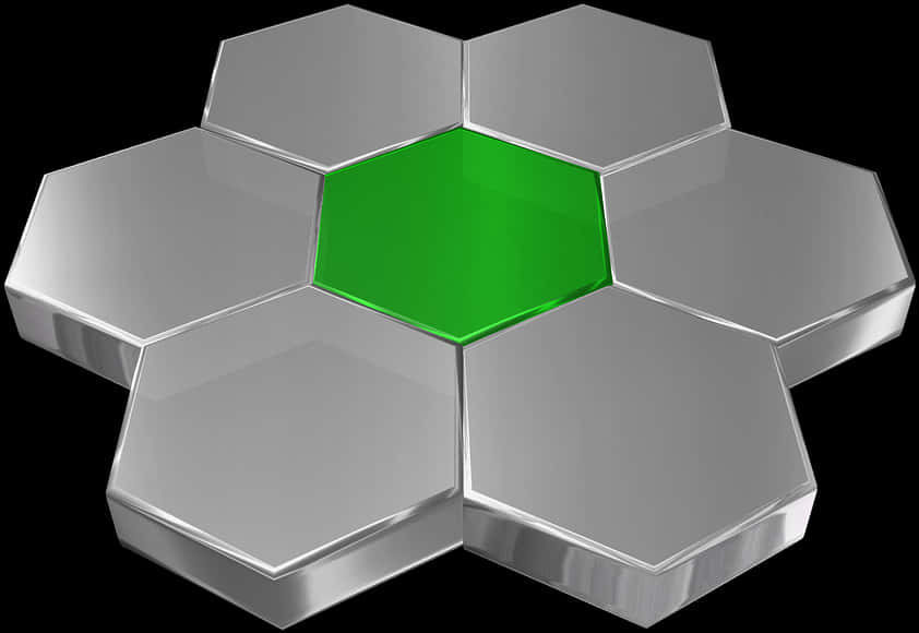 3 D Hexagon Tiles Green Center PNG image