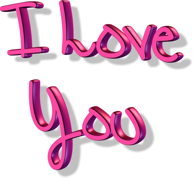 3 D I Love You Text PNG image