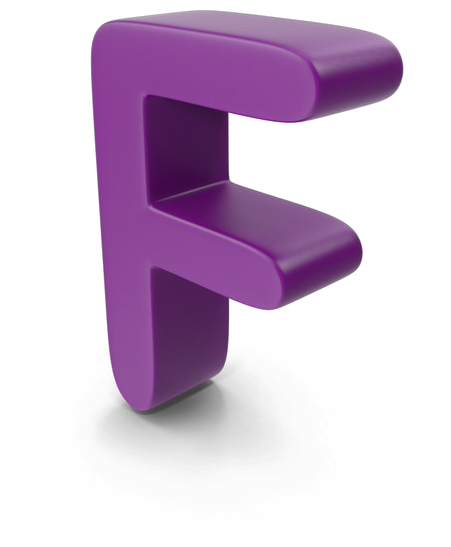 3 D Letter F Purple Standing PNG image