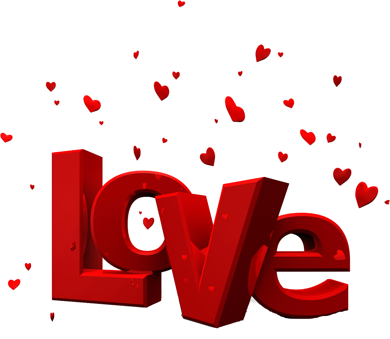 3 D Love Text Hearts Background PNG image