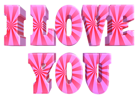 3 D Love You Text Art PNG image