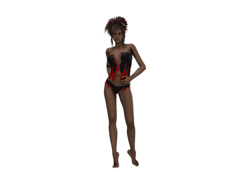 3 D Model Female Characterin Swimsuit PNG image