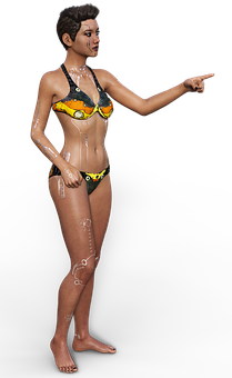 3 D Model Womanin Bikini Pointing PNG image