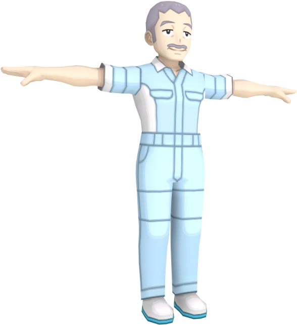 3 D Modelof Janitor With Arms Outstretched PNG image