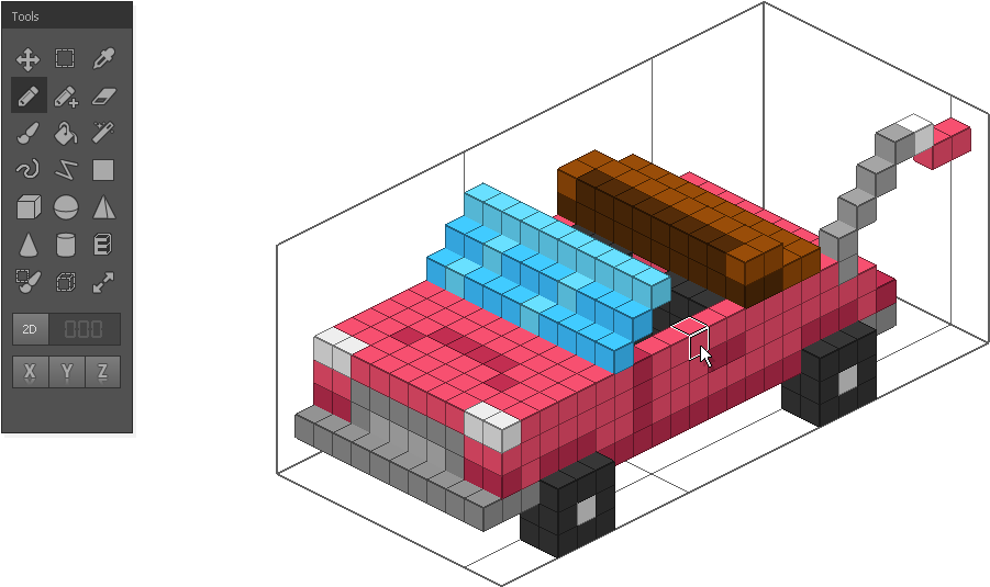 3 D Pixel Art Car Design PNG image