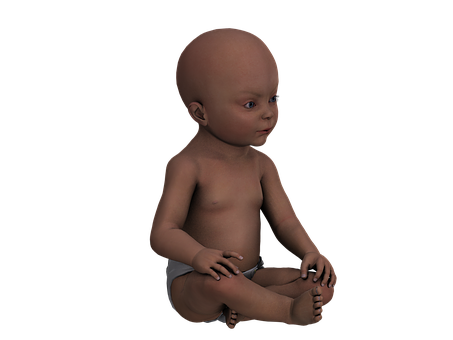 3 D Rendered Baby Sitting In Darkness PNG image