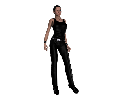 3 D Rendered Female Characterin Black Outfit PNG image
