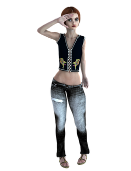 3 D Rendered Saluting Girl PNG image