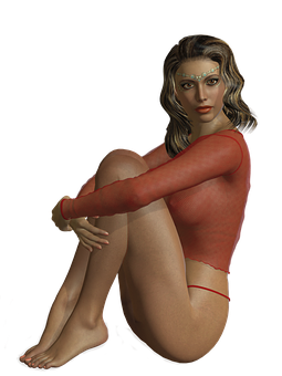 3 D Rendered Seated Woman PNG image