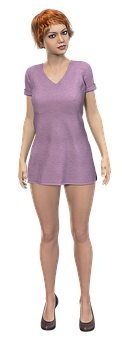3 D Rendered Womanin Purple Dress PNG image