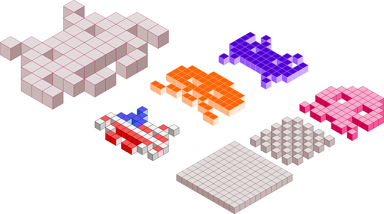 3 D Space Invaders Pixel Art PNG image