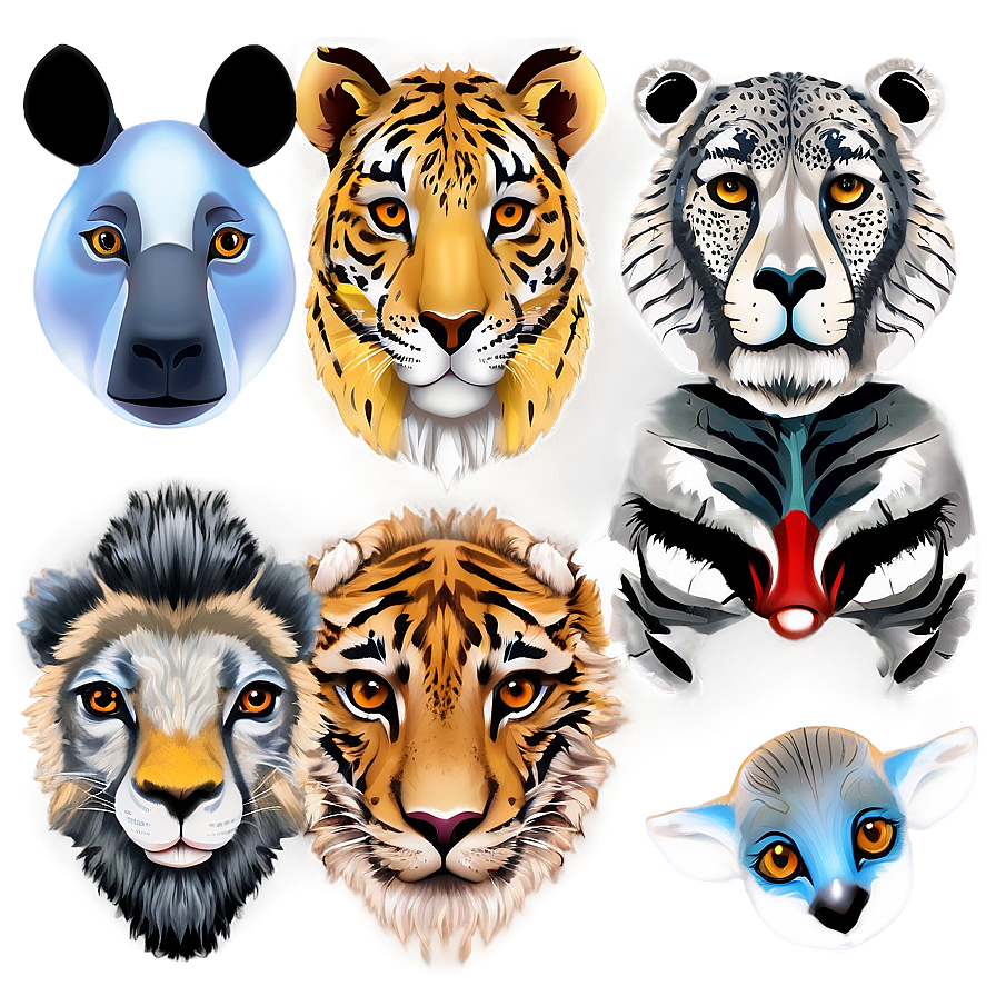 3d Zoo Animal Faces Png 54 PNG image