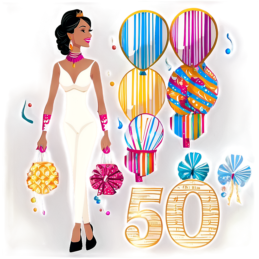 50th Birthday Festive Elegance Png Emv PNG image