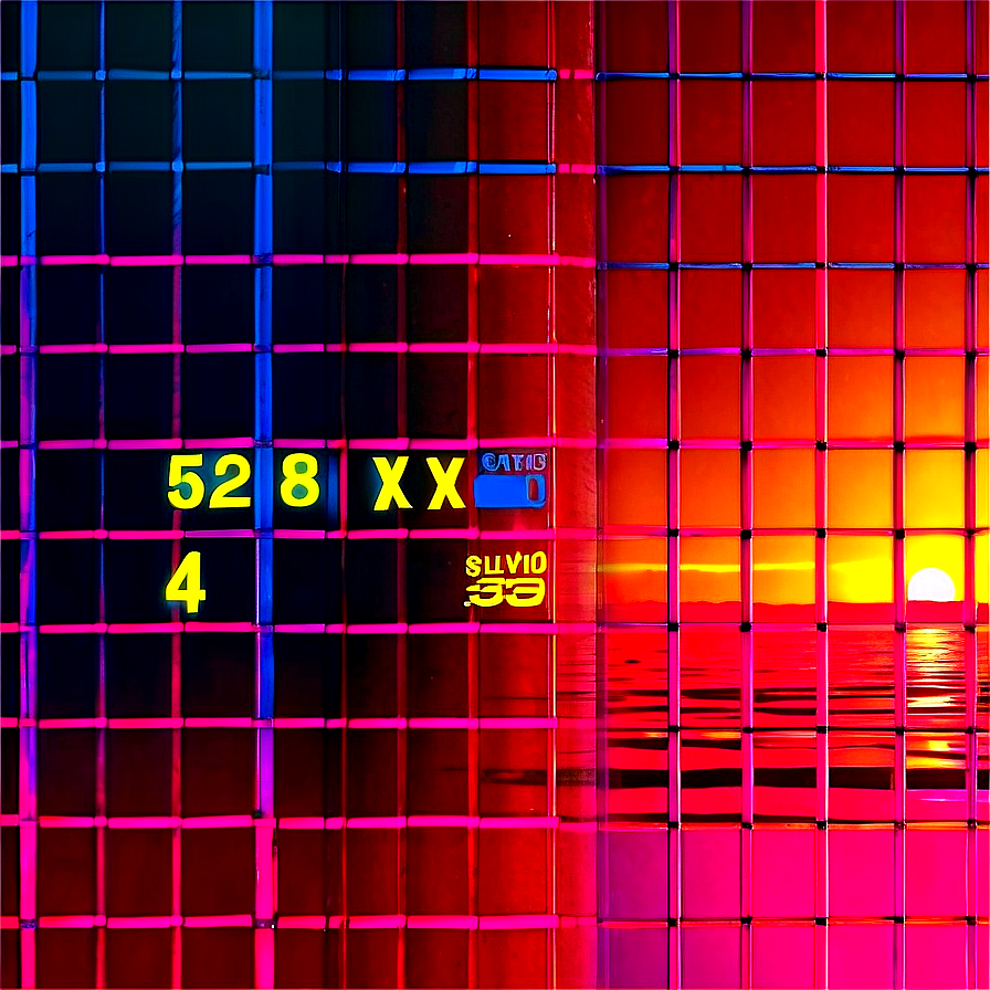 80s Retro Sunset Grid Png Ytp PNG image