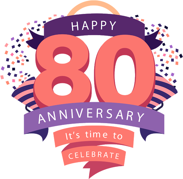 80th Anniversary Celebration Banner PNG image