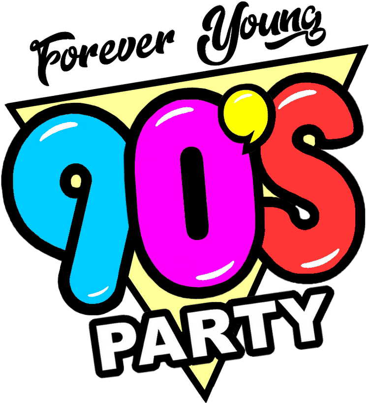 90s Forever Young Party Graphic PNG image