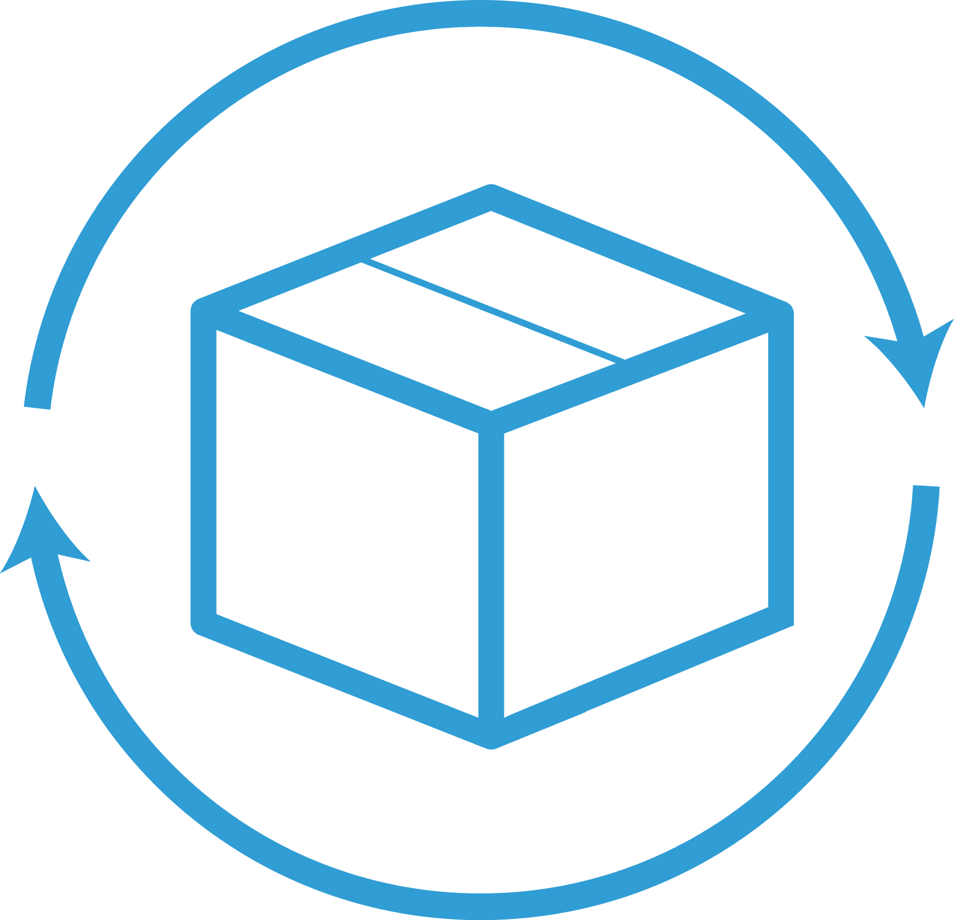 A Blue Circle With Arrows Around A Box PNG image