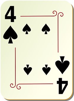 A Card With A Four Of Spades PNG image