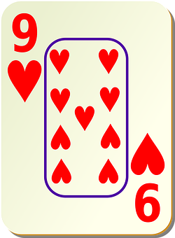 A Card With A Number Of Hearts PNG image