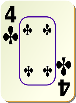 A Card With A Rectangular Rectangle And Four Of Clubs PNG image