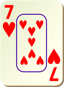 A Card With Seven Hearts PNG image