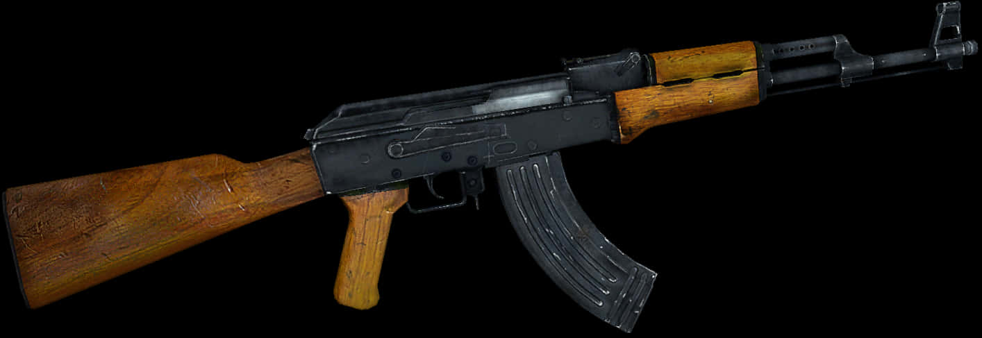 A K47 Assault Rifle Black Background PNG image