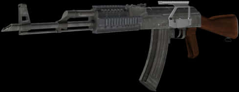 A K47 Assault Rifle Profile PNG image