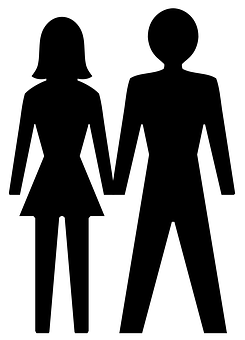 A Man And Woman Silhouettes Holding Hands PNG image