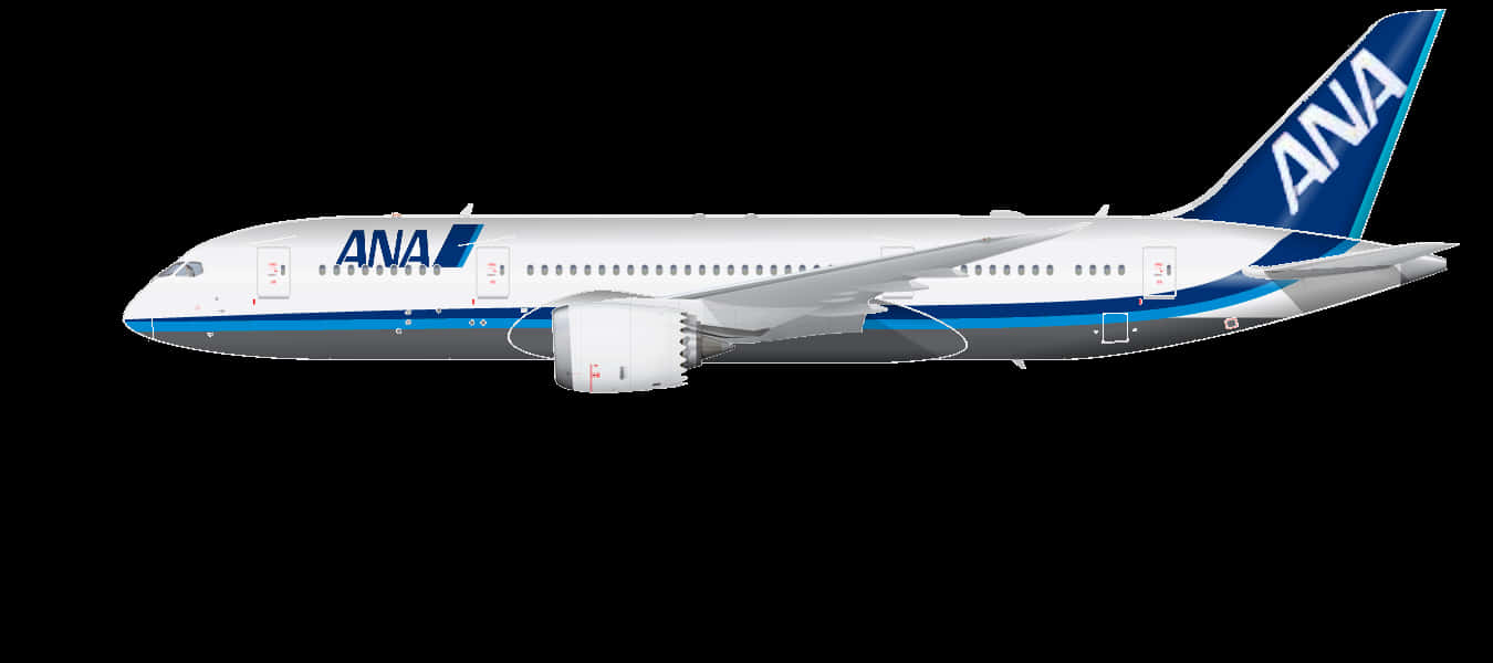 A N A Boeing787 Dreamliner Side View PNG image