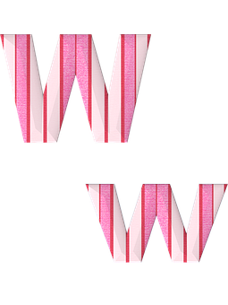A Pink And White Striped Letters PNG image
