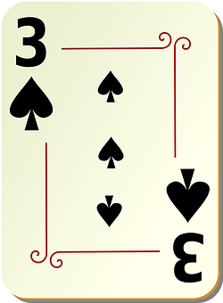 A Playing Card With A Number Of Spades And Three PNG image