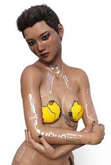 A Woman With A Robot Body Paint PNG image