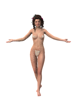 A Woman With Many Small White Dots On Her Body PNG image