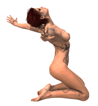 A Woman With Tattoos On Her Body PNG image