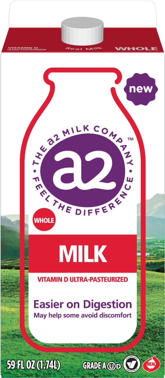 A2 Milk Carton Whole Vitamin D PNG image