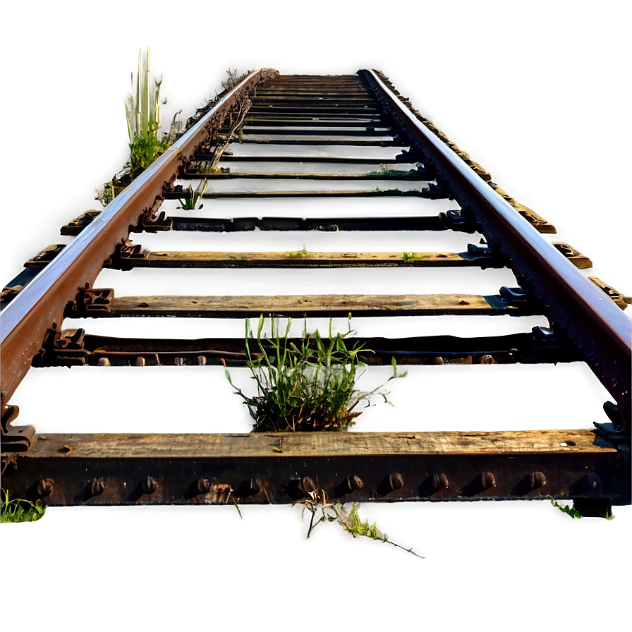 Abandoned Railway Tracks Nature Reclaimed Png 06122024 PNG image