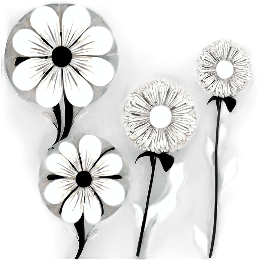 Abstract Art Black White Flowers Png Ouy3 PNG image