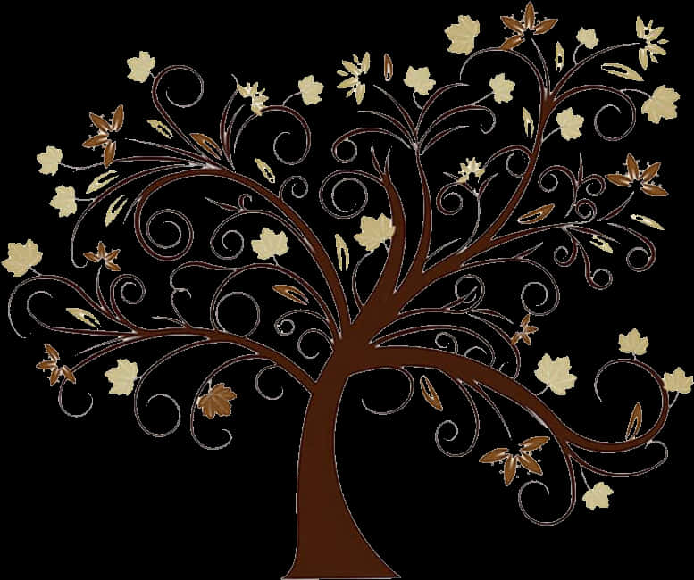 Abstract Autumn Tree Artwork PNG image