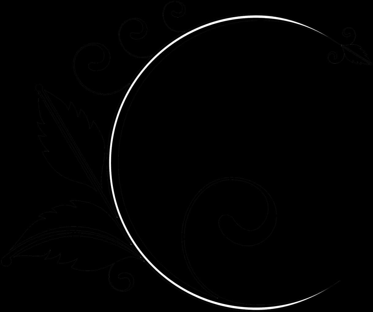 Abstract_ Black_ Background_with_ White_ Circle_and_ Swirls PNG image